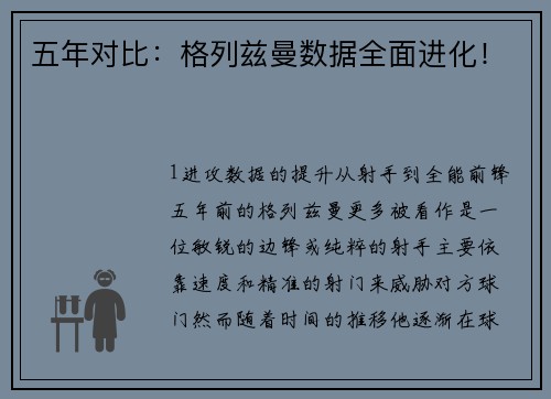 五年对比：格列兹曼数据全面进化！